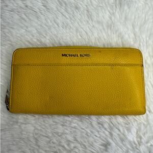 Michael Kors Mustard Yellow Zip Around Wallet